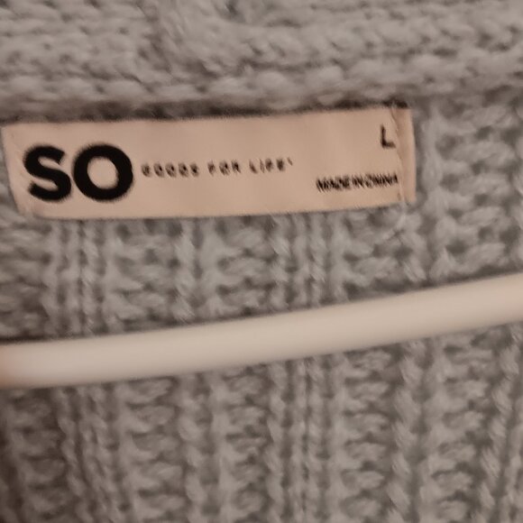 Light Blue Grandpa Style Knitted Button Up Cardigan Sweater Women - Picture 5 of 8